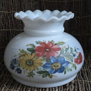 Vintage Floral Milk Glass Lamp Shade 6.5" Fitter 6" Height